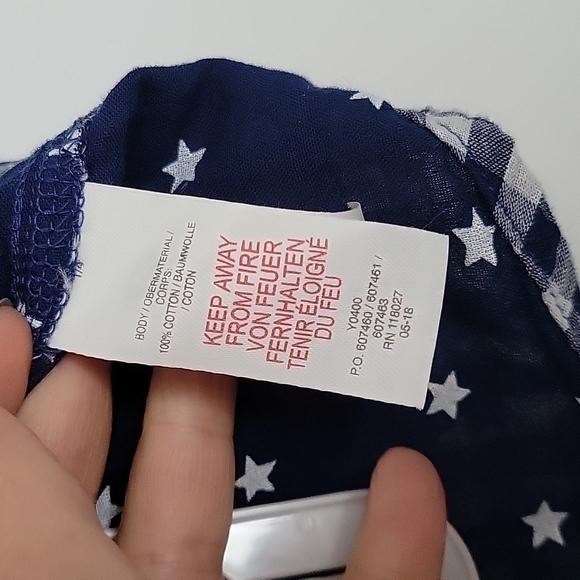 Baby Boden Gingham Check Blue Gray Stars Cotton Snaps Button Down Shirt Sz.3-6mo - Picture 3 of 12